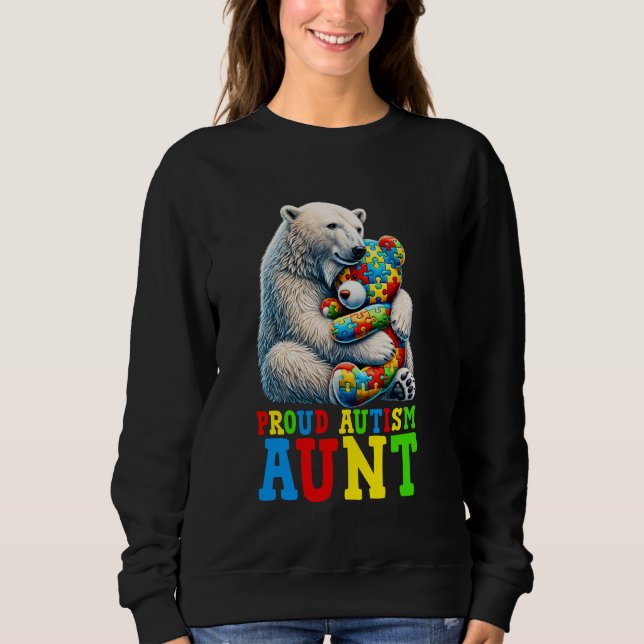Proud Autism Aunt Bear Autism Awareness Autistic S T Shirt (Framsida)