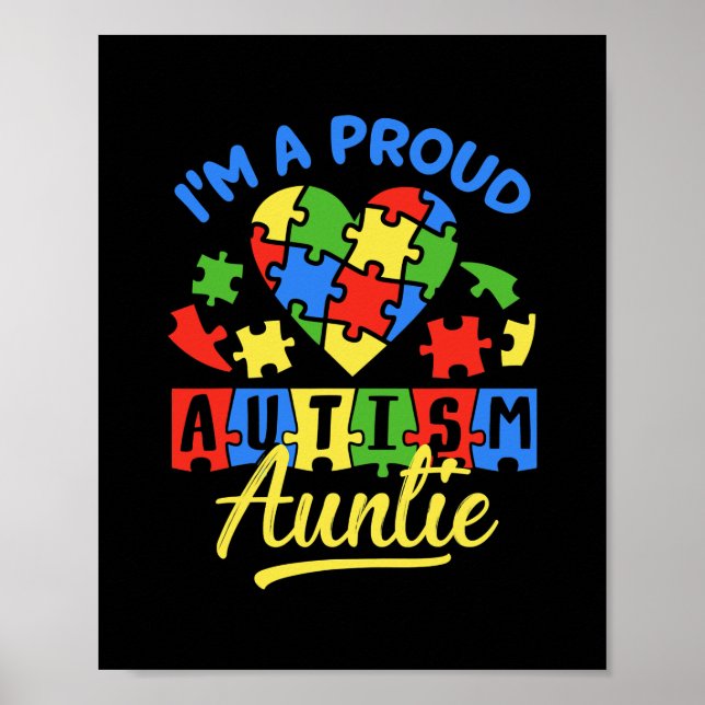 Proud Autism Auntie Awareness Aunt Autistic Niece Poster (Framsidan)