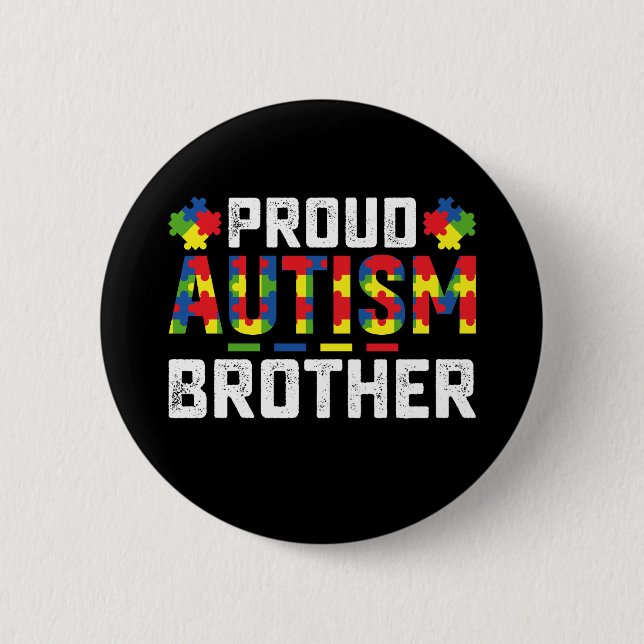 Proud Autism Brother Awareness Autistic Family Knapp (Framsida)