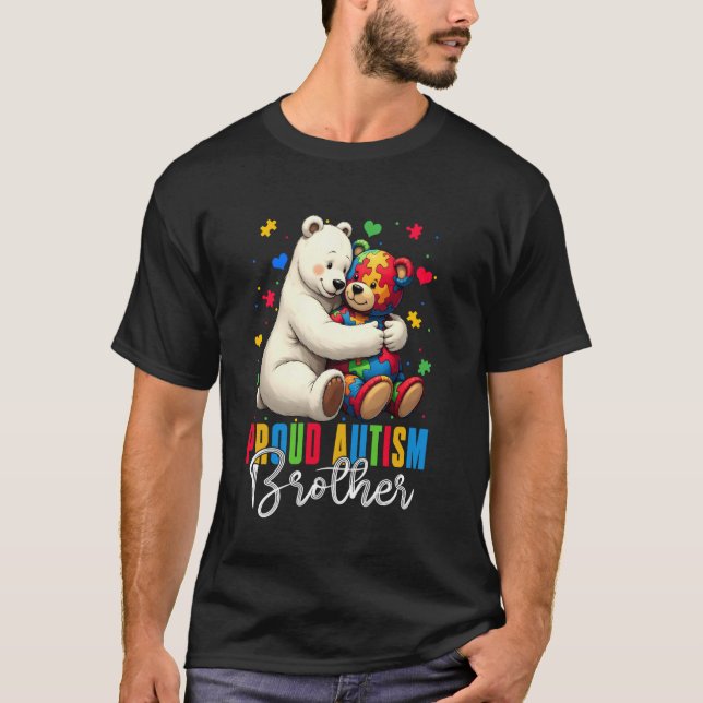 Proud Autism Brother Bear Autism Awareness Son Dau T Shirt (Framsida)