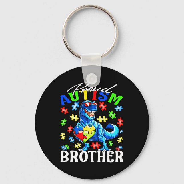 Proud Autism Brother Dinosaur Autism Awareness Nyckelring (Framsida)