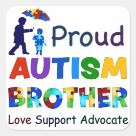 Proud Autism Brother Fyrkantigt Klistermärke
