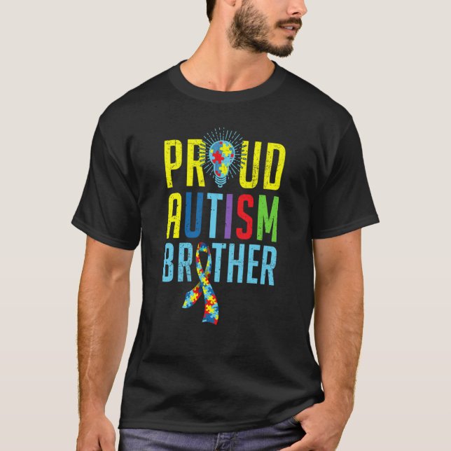 Proud Autism Brother Sibling Autism Awareness Day T Shirt (Framsida)