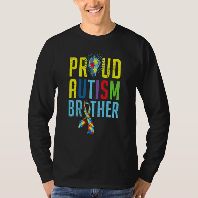 Proud Autism Brother Sibling Autism Awareness Day T Shirt (Framsida)