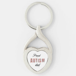 Proud autism dad twisted heart silverfärgad nyckelring
