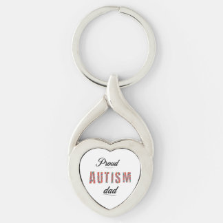 Proud autism dad twisted heart silverfärgad nyckelring