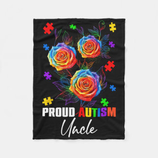 Proud Autism, farbror Ro, blommor och puzzel Autis Fleecefilt