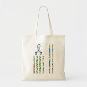 Proud Autism Grandma American Flagga Autism Awaren Tygkasse