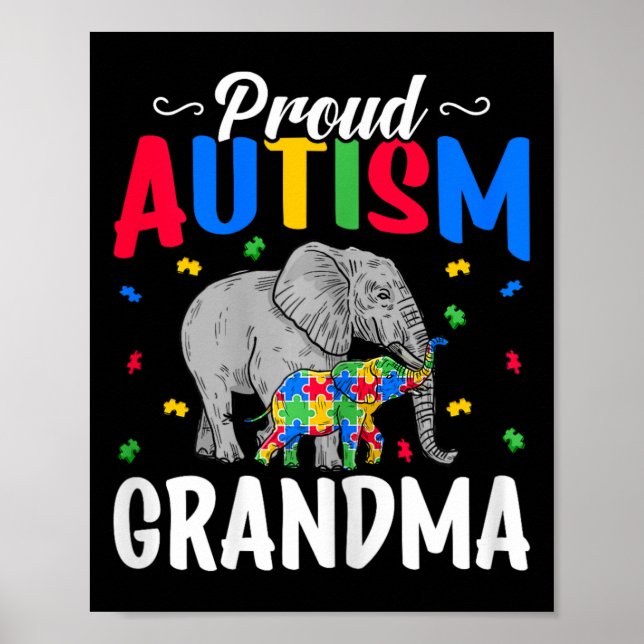 Proud Autism Grandma - Autistic Elephant Autism Aw Poster (Framsidan)