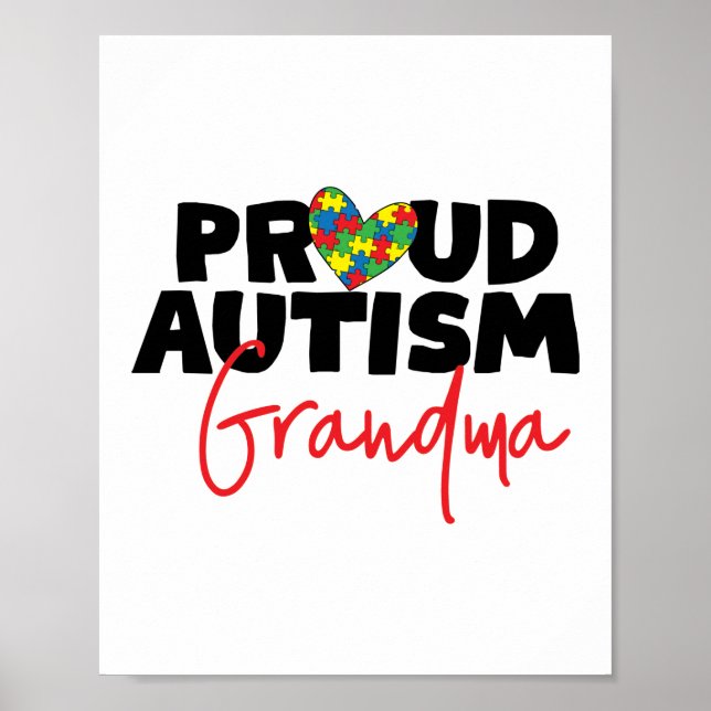 Proud Autism Grandma Awareness Puzzle Biet Poster (Framsidan)