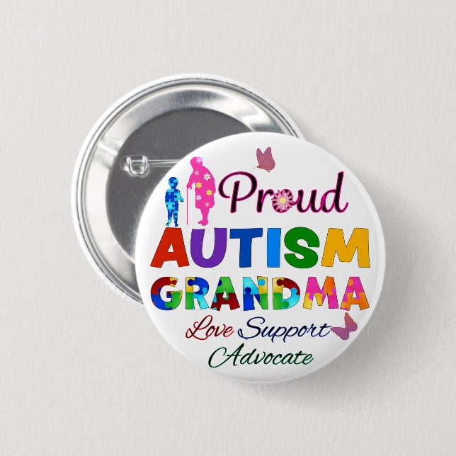 Proud Autism Grandma Knapp (Framsida & baksida)