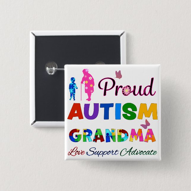 Proud Autism Grandma Knapp (Framsida & baksida)