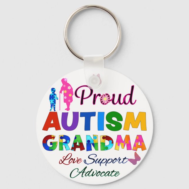 Proud Autism Grandma Nyckelring (Framsida)