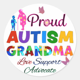 Proud Autism Grandma Runt Klistermärke