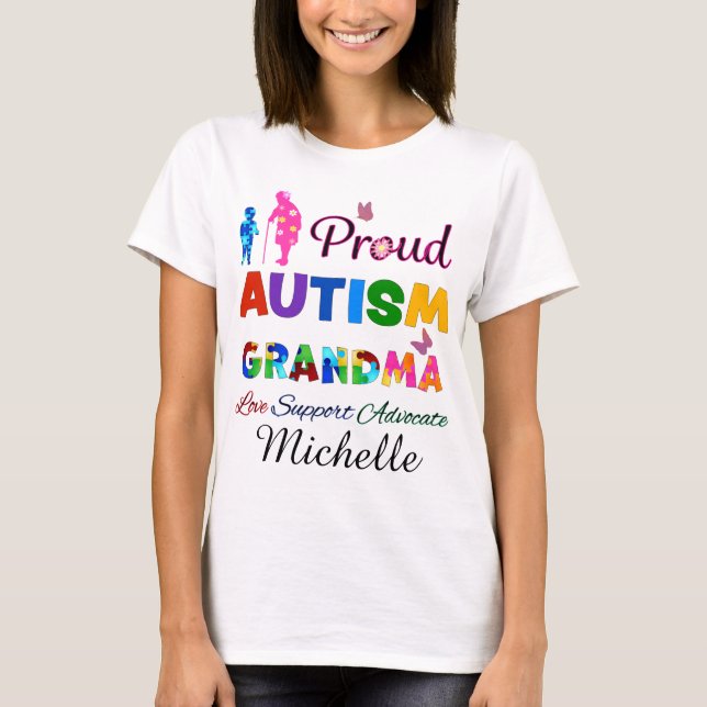 Proud Autism Grandma T Shirt (Framsida)
