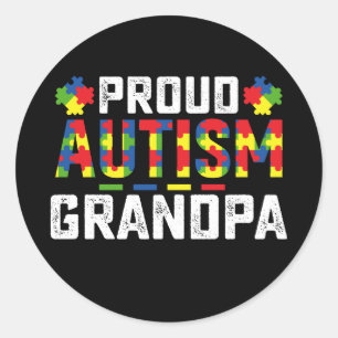 Proud Autism Grandpa Awareness Autistic Family Runt Klistermärke