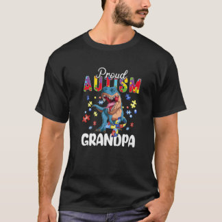 Proud Autism Grandpa Dinosaur T Rex Autism Awarene T Shirt