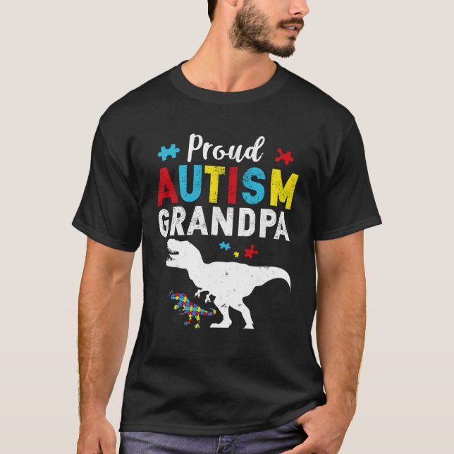 Proud Autism Grandpa Family Matching Autism Awaren T Shirt (Framsida)