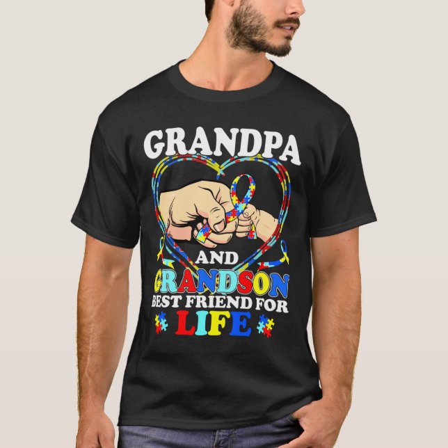 Proud Autism Grandpa Family Matching Kärlek Suppor T Shirt (Framsida)