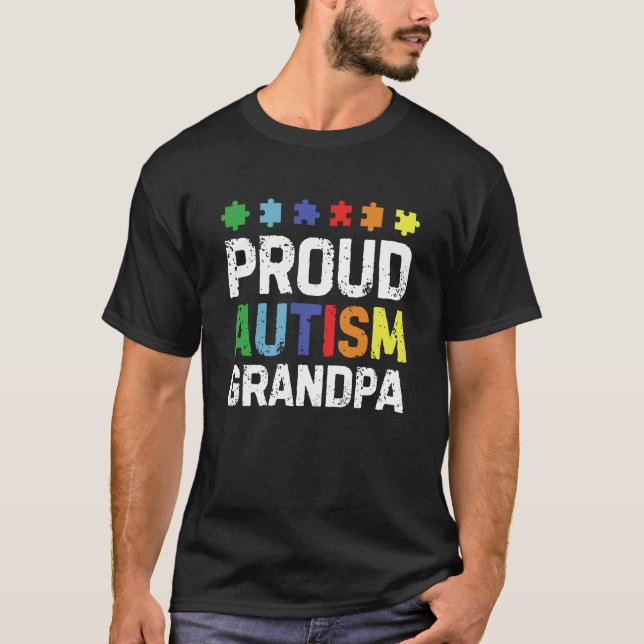 Proud Autism Grandpa T Shirt (Framsida)