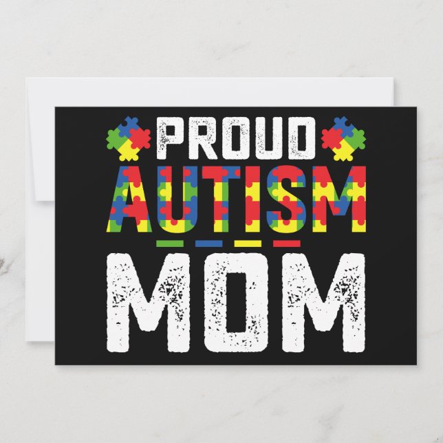 Proud Autism Mamma Awareness Autistic Family Inbjudningar (Framsida)