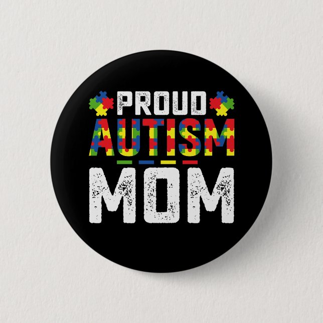 Proud Autism Mamma Awareness Autistic Family Knapp (Framsida)