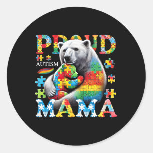 Proud Autism Mamma Bear Kärlek Autism Awareness Fa Runt Klistermärke