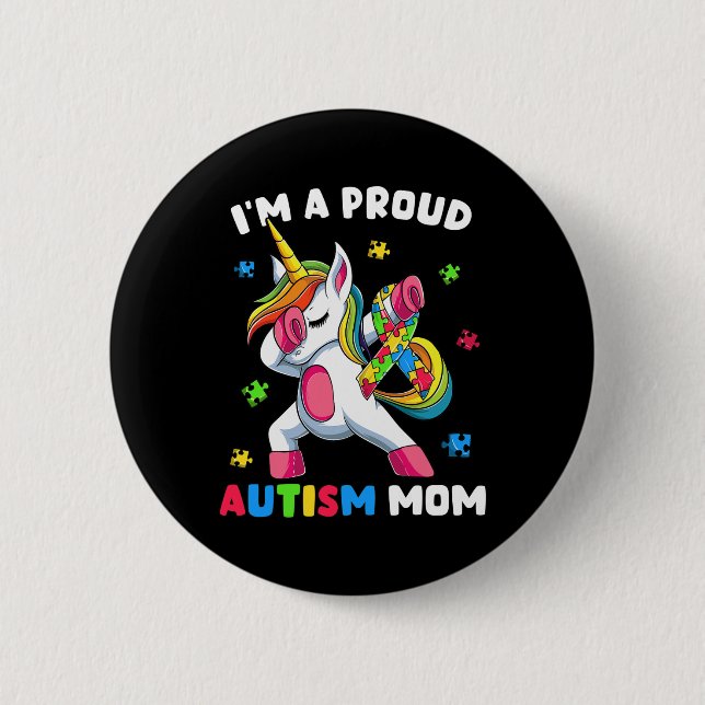Proud Autism Mamma Dab Dance Knapp (Framsida)