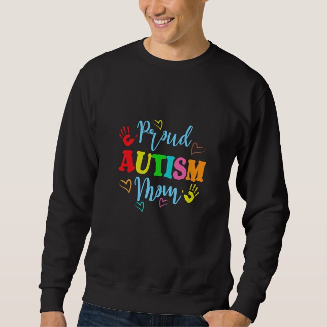 Proud Autism Mamma Support Autistic Autism Awarene Lång Ärmad Tröja (Framsida)