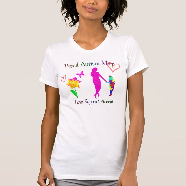 Proud Autism Mamma Tee Shirt (Framsida)