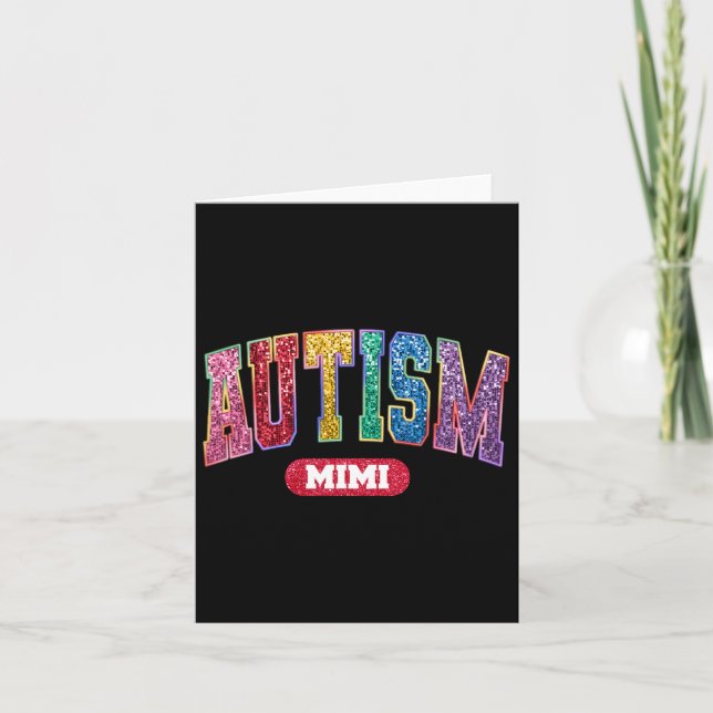 Proud Autism Mimi Autism Awareness Månadsfamiljen  Kort (Framsida)