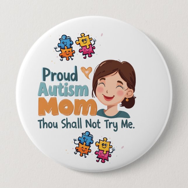 Proud Autism Mom Badge Pin Button Badge Knapp (Framsida)