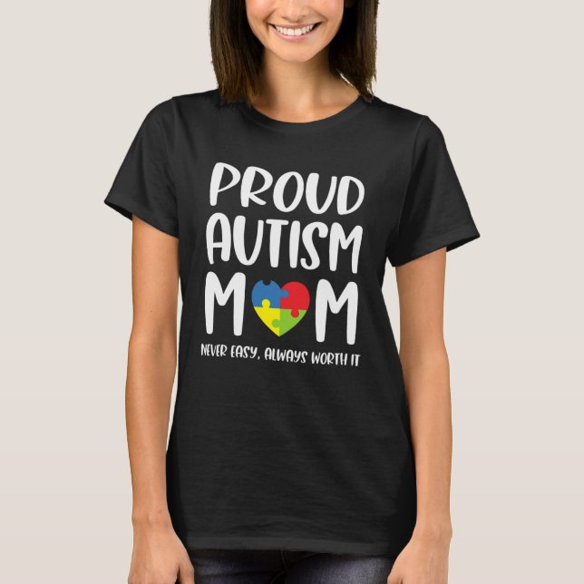 Proud Autism Mom  For Women Son Autism Awareness M T Shirt (Framsida)