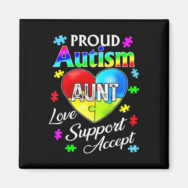 Proud Autism Moster Kärlek Support tar emot hjälpb Magnet (Framsidan)
