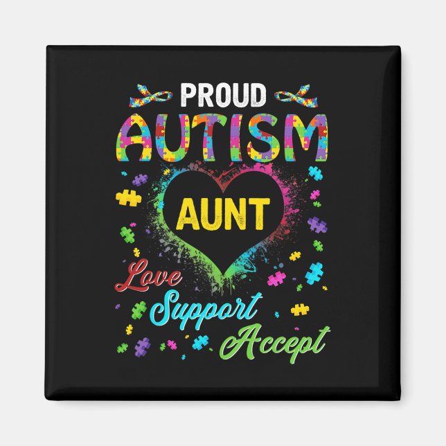 Proud Autism Moster Kärlek Support tar emot hjälpb Magnet (Framsidan)