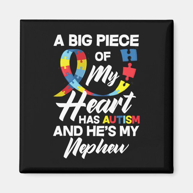 Proud Autism Moster onkel Autistic Nephew Autism A Magnet (Framsidan)