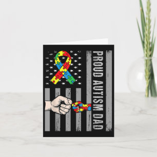 Proud Autism Pappa American Flagga Autism Awarenes Kort