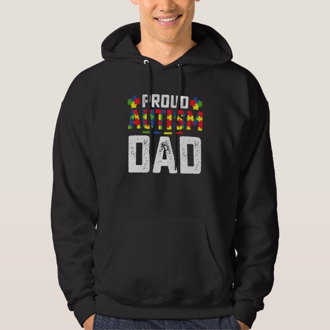 Proud Autism Pappa Awareness Autistic Family Hoodie (Framsida)