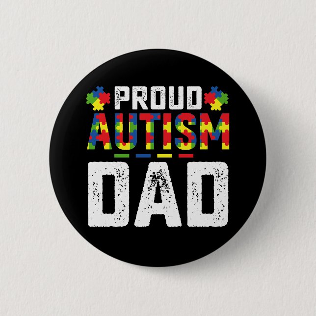 Proud Autism Pappa Awareness Autistic Family Knapp (Framsida)