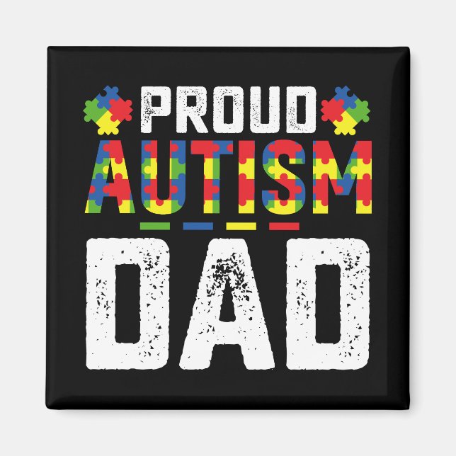 Proud Autism Pappa Awareness Autistic Family Magnet (Framsidan)