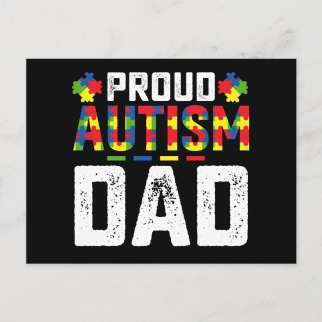 Proud Autism Pappa Awareness Autistic Family Vykort (Framsida)