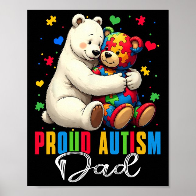 Proud Autism Pappa Bear Autism Awareness Autistic  Poster (Framsidan)