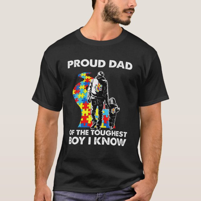 Proud Autism Pappa-Far och Son Autism Awareness T Shirt (Framsida)