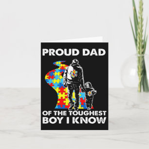 Proud Autism Pappa-far och Son Autism-medvetande Kort