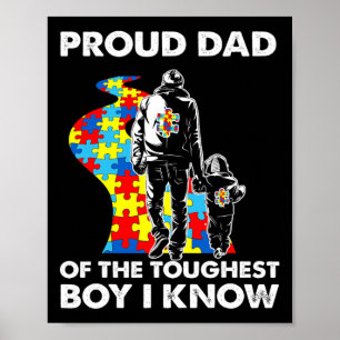 Proud Autism Pappa-far och Son Autism-medvetande Poster
