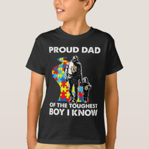 Proud Autism Pappa-far och Son Autism-medvetande T Shirt