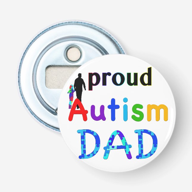 Proud Autism Pappa Flasköppnare (Framsidan)