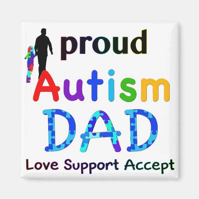 Proud Autism Pappa Magnet (Framsidan)