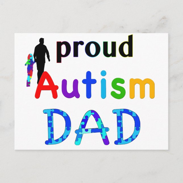Proud Autism Pappa Vykort (Framsida)