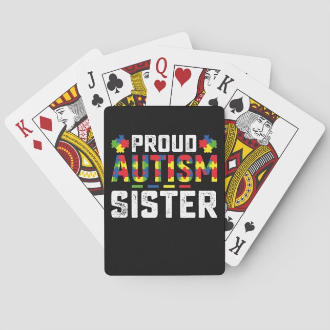 Proud Autism Sister Awareness Autistic Family Casinokort (Baksidan)
